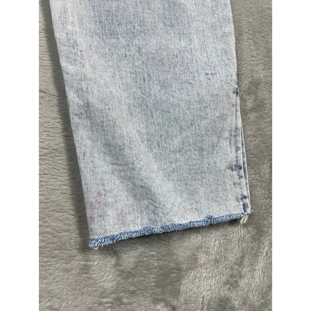 Old Navy Jeans OG Straight High Rise Raw Hem Slit Acid Wash 10